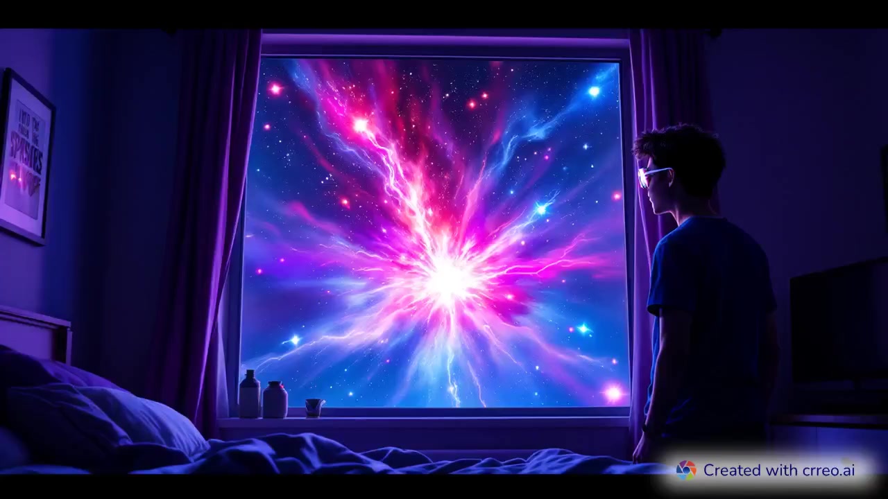 "Spider-Verse Bedroom: Witness a Supernova Explosion in Stunning Neon Colors!"